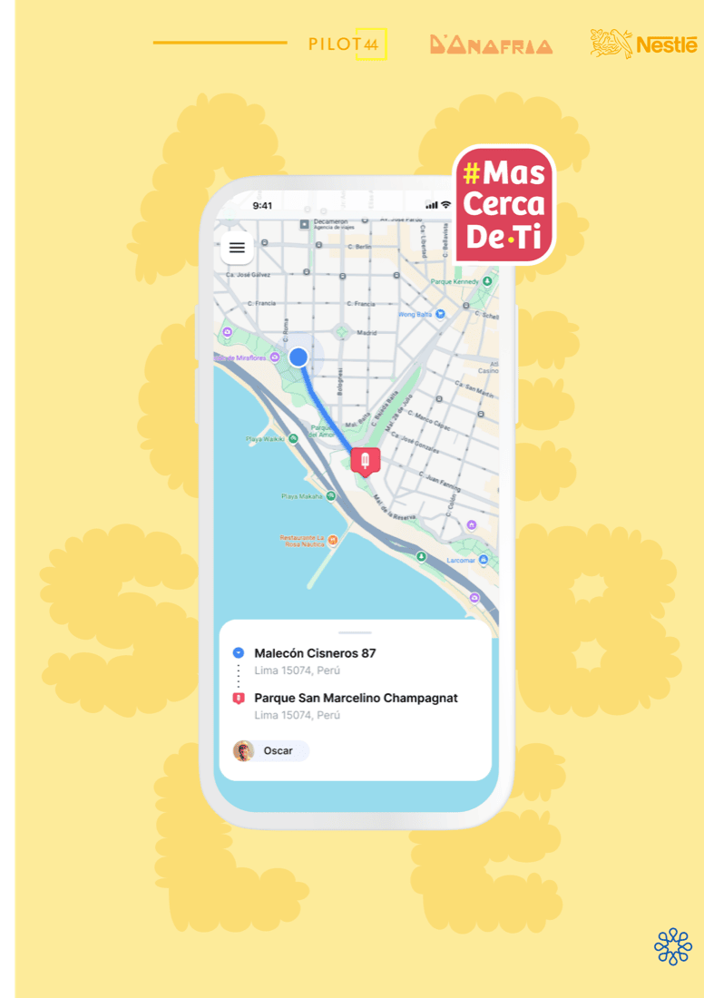 Consumer app showing a vendor's live location on a map