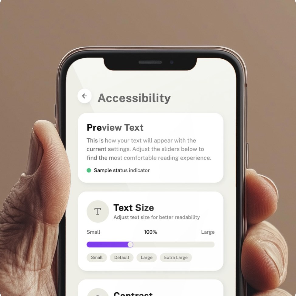 Accessibility app screen